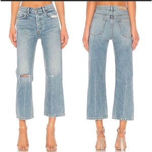 New Grlfrnd Denim Linda High Rise Pop Crop Distressed Jeans NWT $258